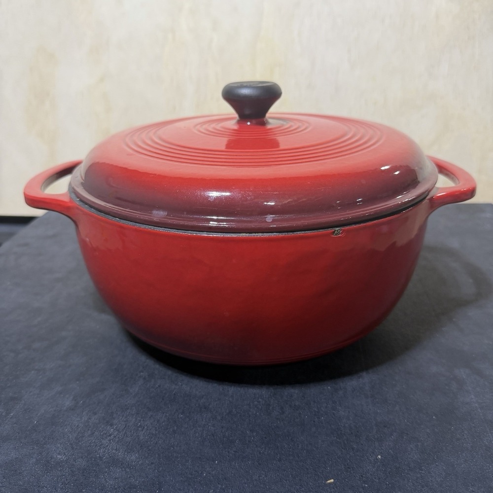Lodge Enameled Cast Iron Dutch Oven Red 6 Qt Pot w/ Lid Cooking Casserole